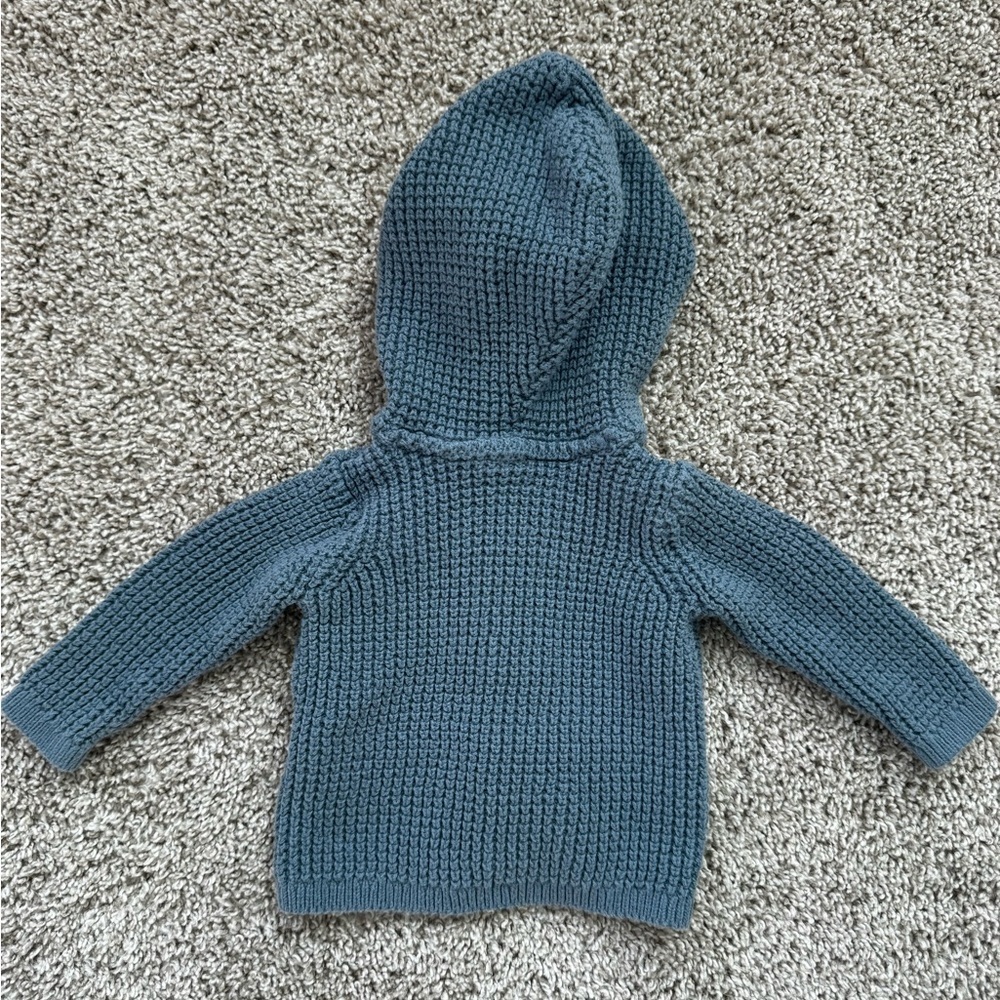 Carter's Baby Boy Knit Hoodie Cardigan Hooded Cotton Cardigan Blue Size 3 Months - Picture 5 of 5